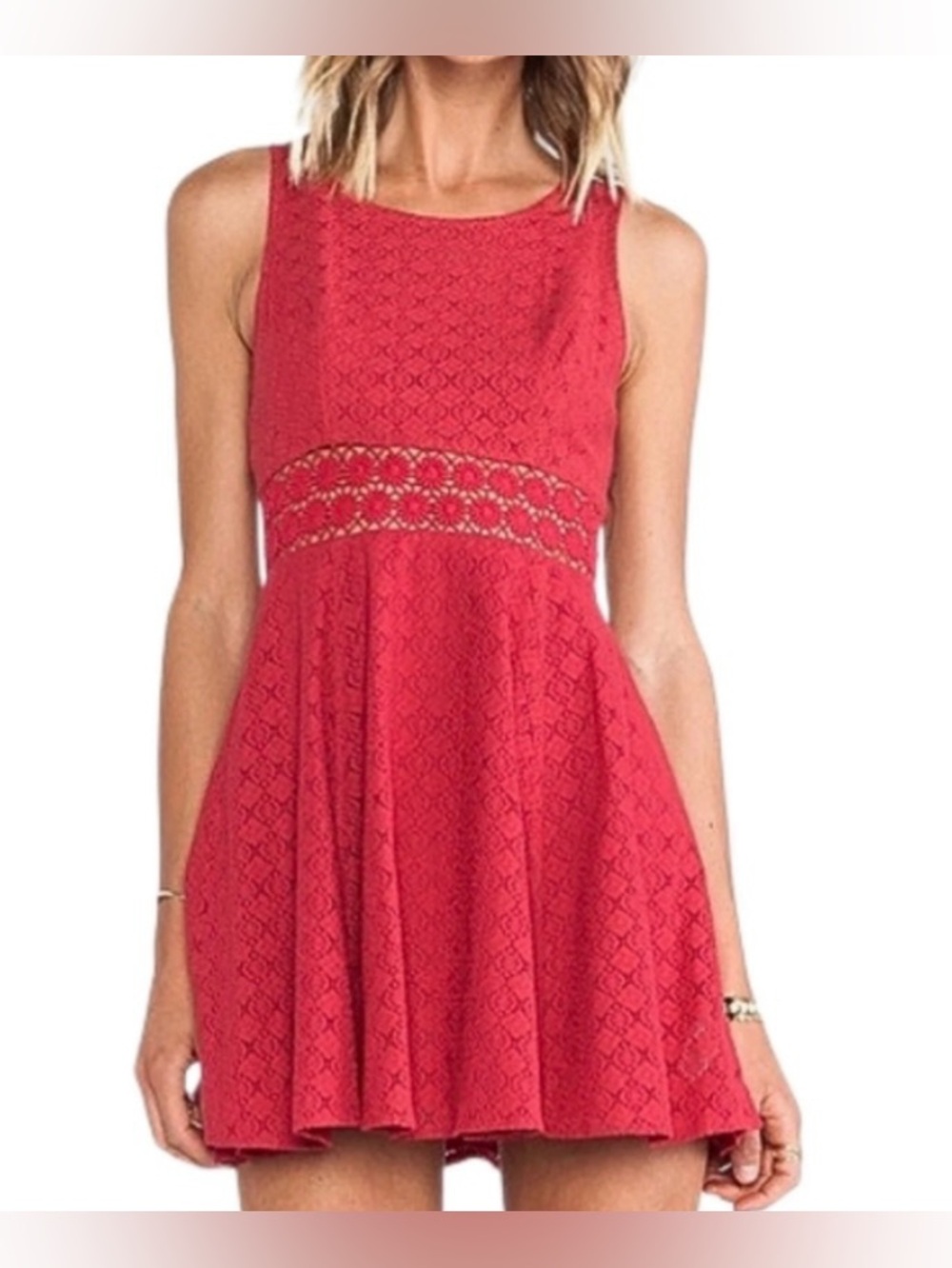 Free People Raspberry Sleeveless Lace Mini Dress - Size 4
